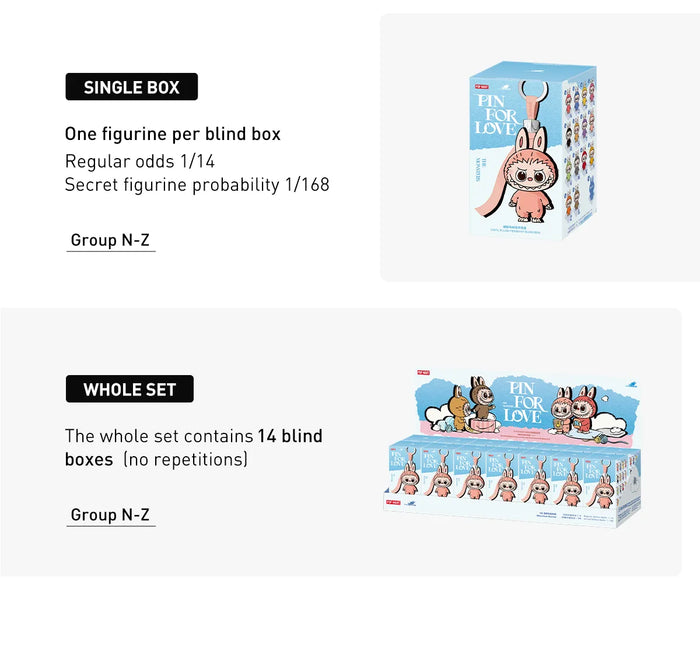 Pop Mart Labubu The Monsters 'Pin for Love' Series Colgante de Peluche de Vinilo Caja Ciega (N-Z)