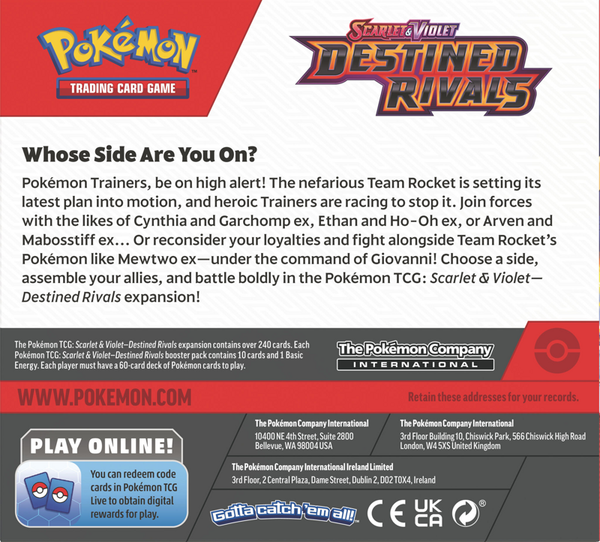 Pokémon - Escarlata y Púrpura - Rivales Destinados - Caja de Sobres de Rivales Destinados (36 paquetes)