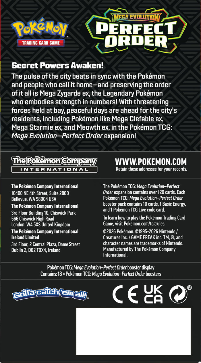Pokémon JCC: Megaevolución — Paquete de mejora Orden perfecto (6 sobres)