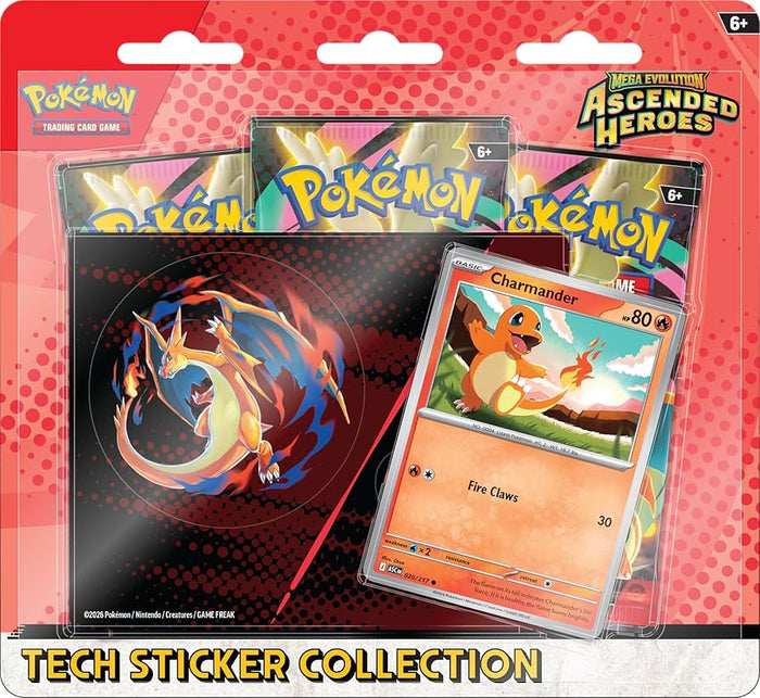 Pokémon JCC: Mega Evolución—Colección de pegatinas tecnológicas de héroes ascendidos