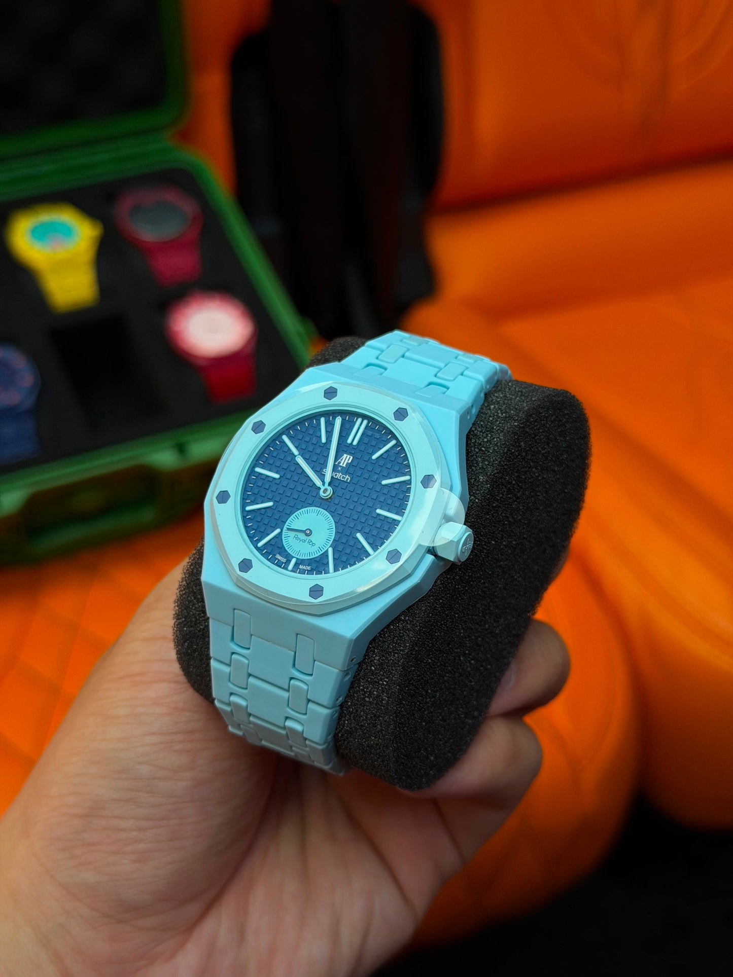 Correa de caucho y caja para Swatch x Audemars Piguet Royal Pop