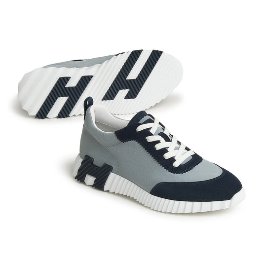 Hermès Bouncing Sneaker 'Bleu Galet Marine' pair with sole view