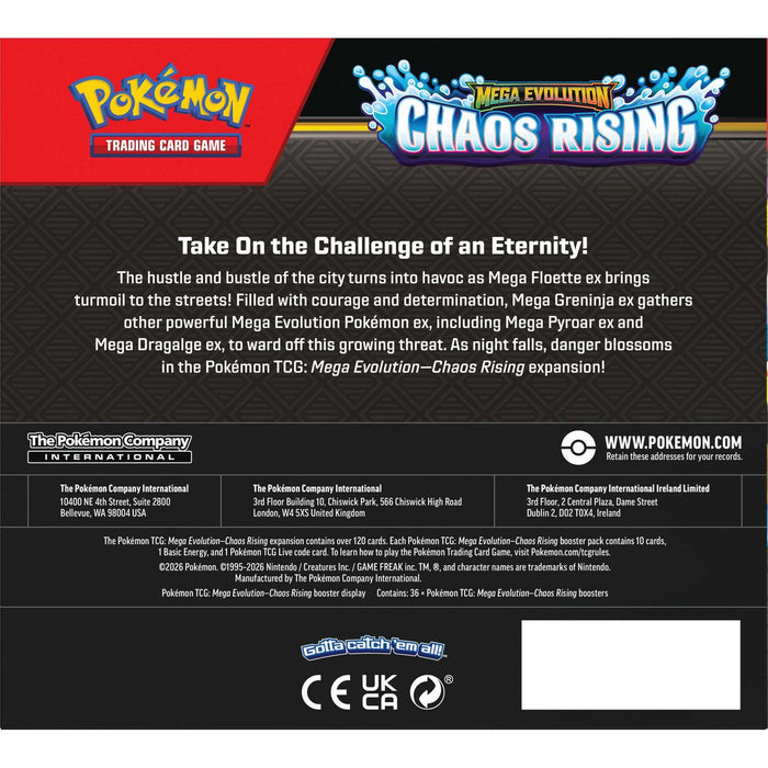 Pokémon TCG: Mega Evolución — Caja Expositora de Sobres Ascenso del Caos (36 Paquetes)