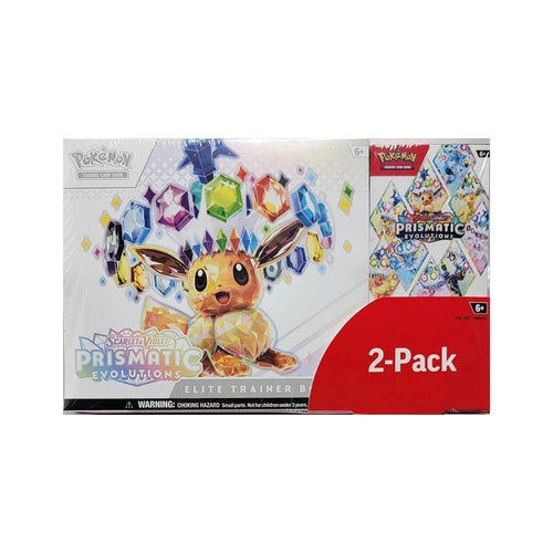 Pokemon TCG: Prismatic Evolutions Paquete de 2 Cajas de Entrenador Élite y Lote de Sobres de Mejora (Exclusivo de Costco)