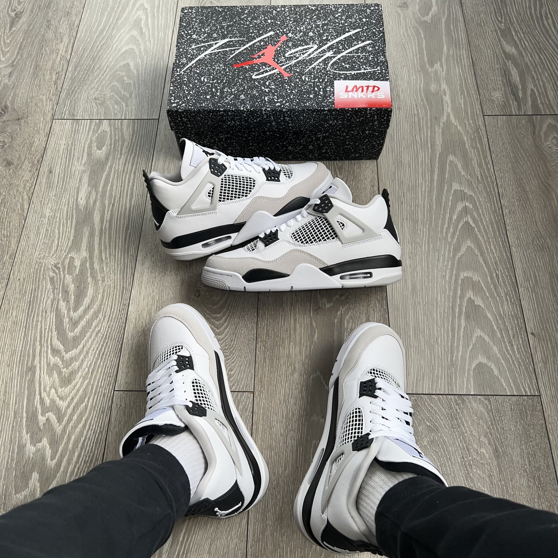 Jordan 4 Military Black On Foot
